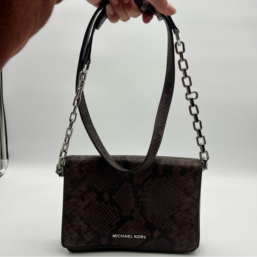 Michael Kors Brinkley Md Python Embossed Leather … - image 3
